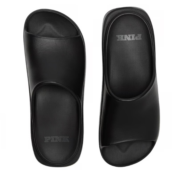 VS Pink Platform Slide Sandals Black Size M - Picture 3 of 3